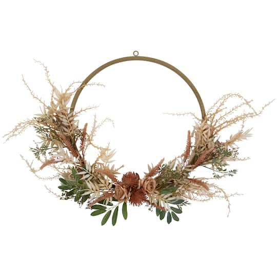 24" Fall Harvest Pale Roses with Foliage Artificial Wreath By Northlight | Michaels®